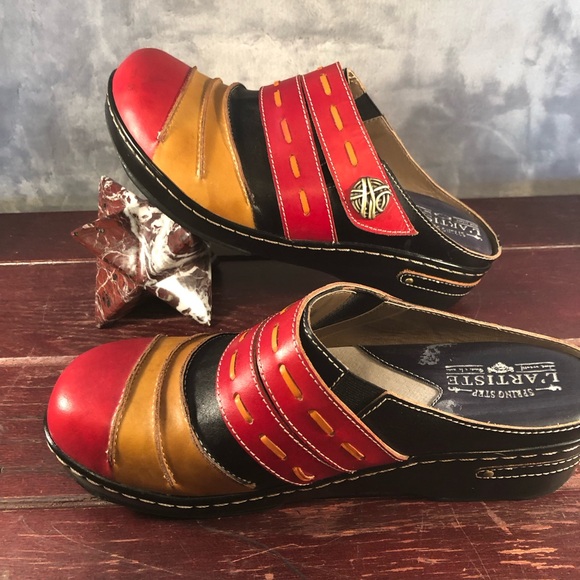 L' Artiste Spring Step Mule Women's Reggae Slide Leather Clogs Size 41/US 9.5 - Picture 2 of 9